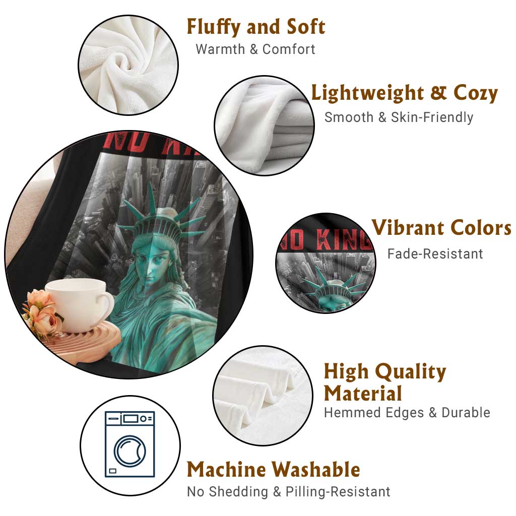 No Kings Throw Blanket Statue of Liberty Selfie Freedom TS14 Print Your Wear