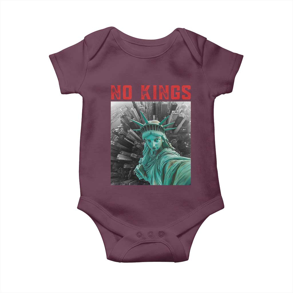 No Kings Baby Onesie Statue of Liberty Selfie Freedom TS14 Maroon Print Your Wear