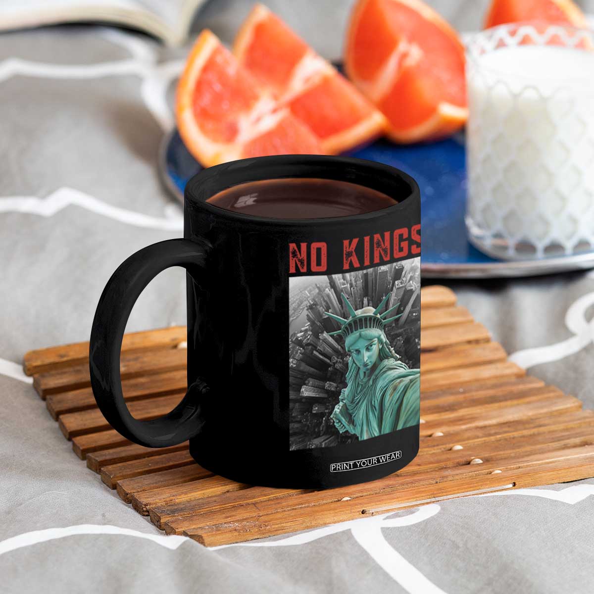 No Kings Coffee Mug Statue of Liberty Selfie Freedom TS14 Print Your Wear