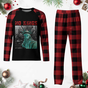 No Kings Plaid Pajama Set Statue of Liberty Selfie Freedom TS14 Buffalo Plaid Print Your Wear