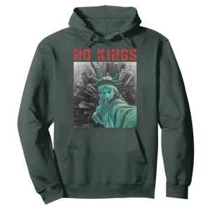 No Kings Hoodie Statue of Liberty Selfie Freedom TS14 Dark Forest Green Print Your Wear