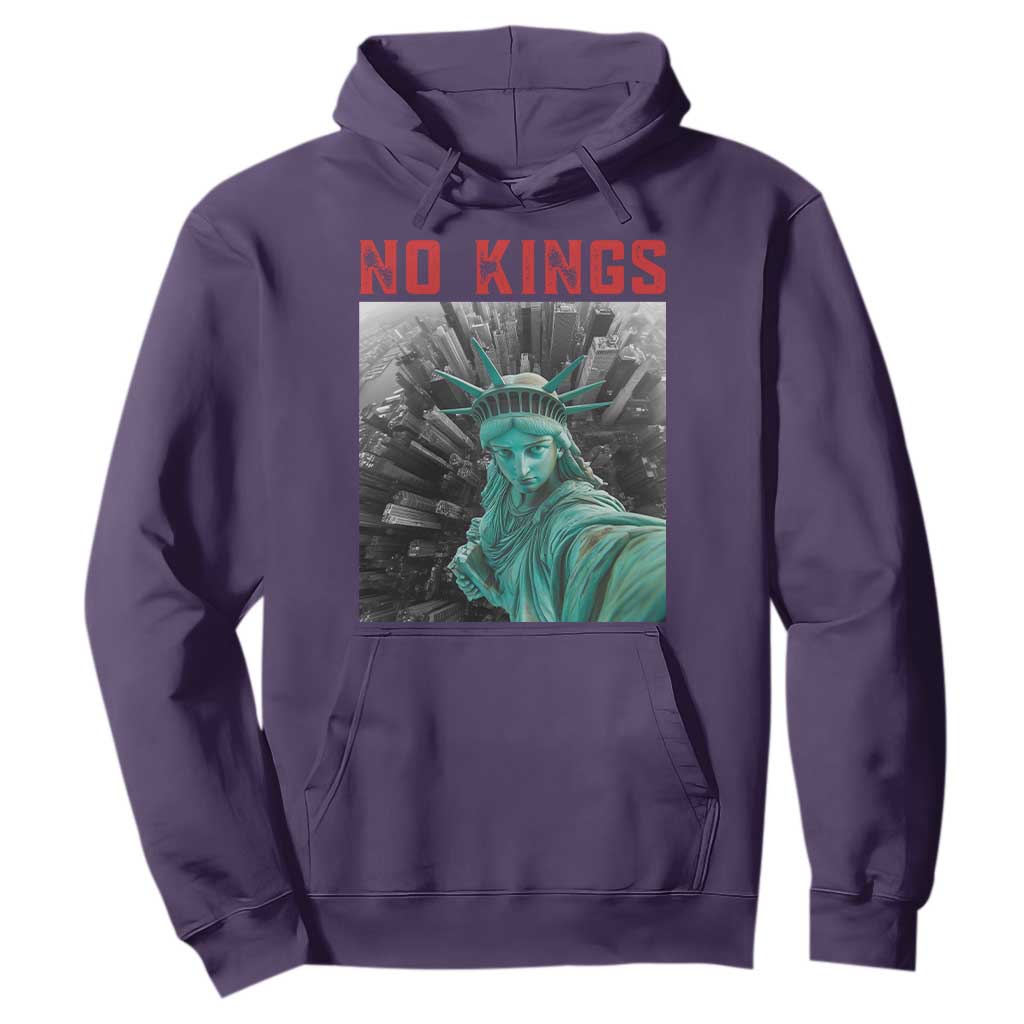 No Kings Hoodie Statue of Liberty Selfie Freedom TS14 Purple Print Your Wear
