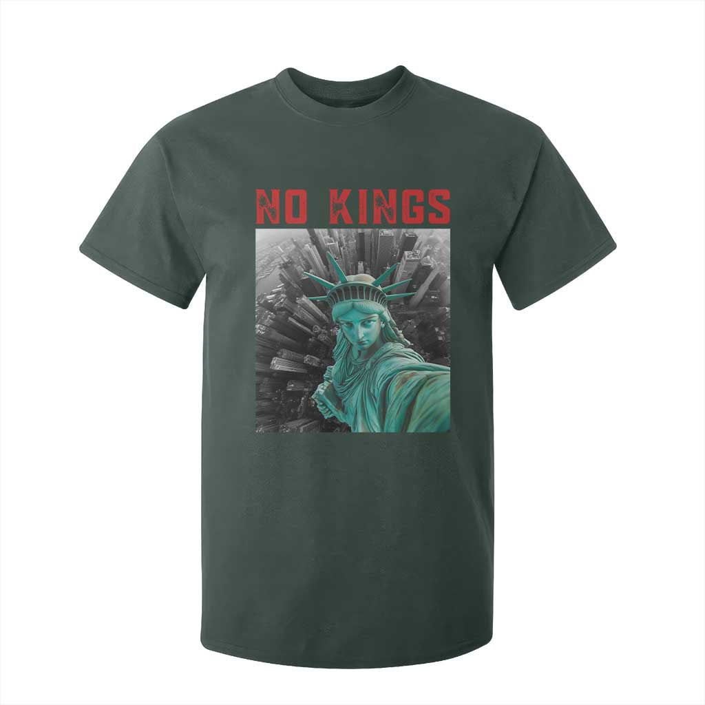 No Kings T Shirt For Kid Statue of Liberty Selfie Freedom TS14 Dark Forest Green Print Your Wear