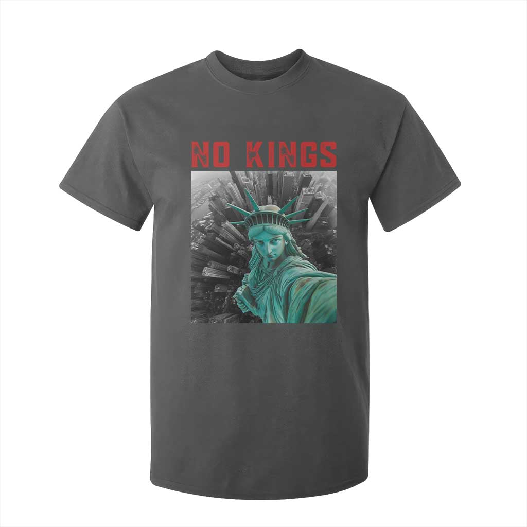 No Kings T Shirt For Kid Statue of Liberty Selfie Freedom TS14 Dark Heather Print Your Wear
