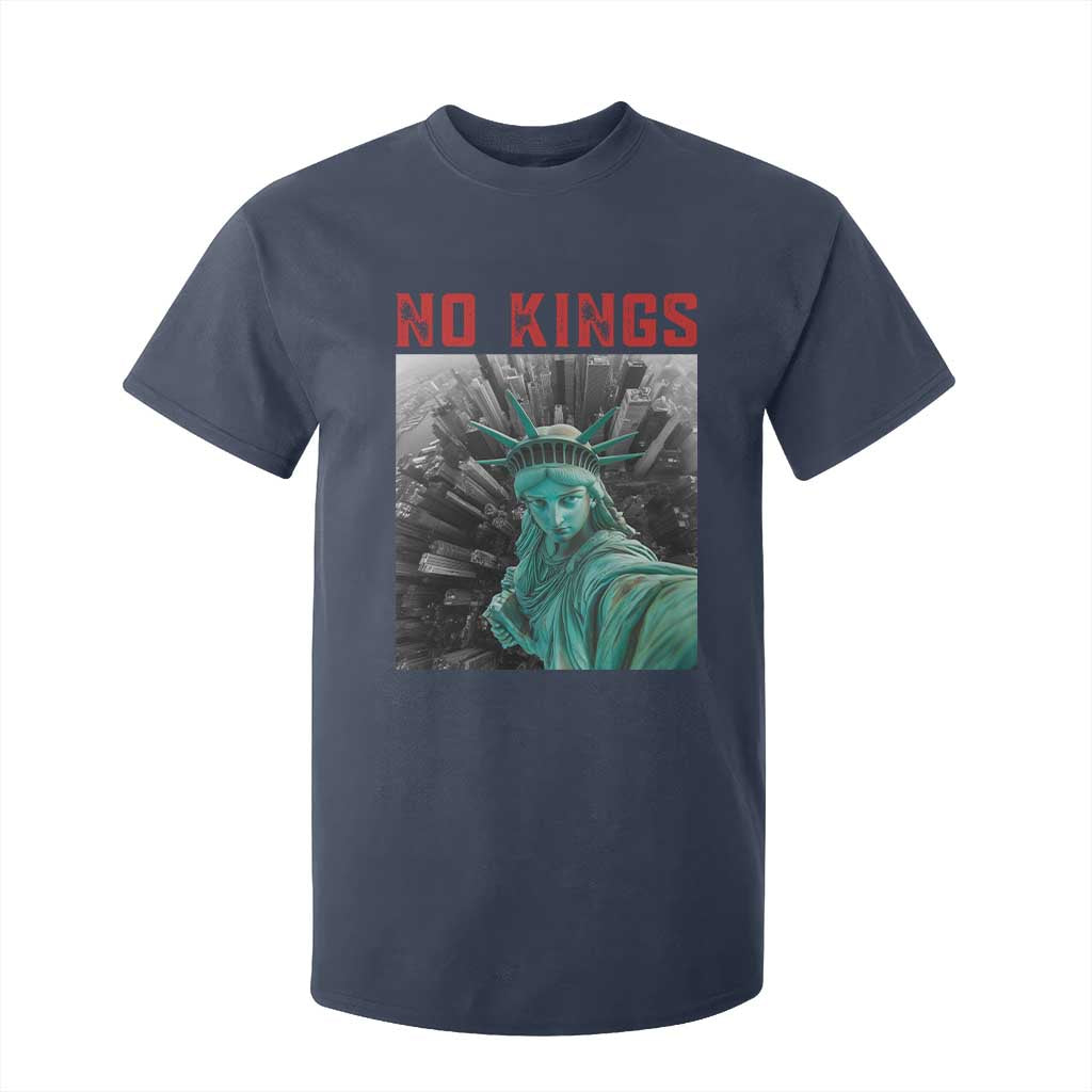 No Kings T Shirt For Kid Statue of Liberty Selfie Freedom TS14 Navy Print Your Wear