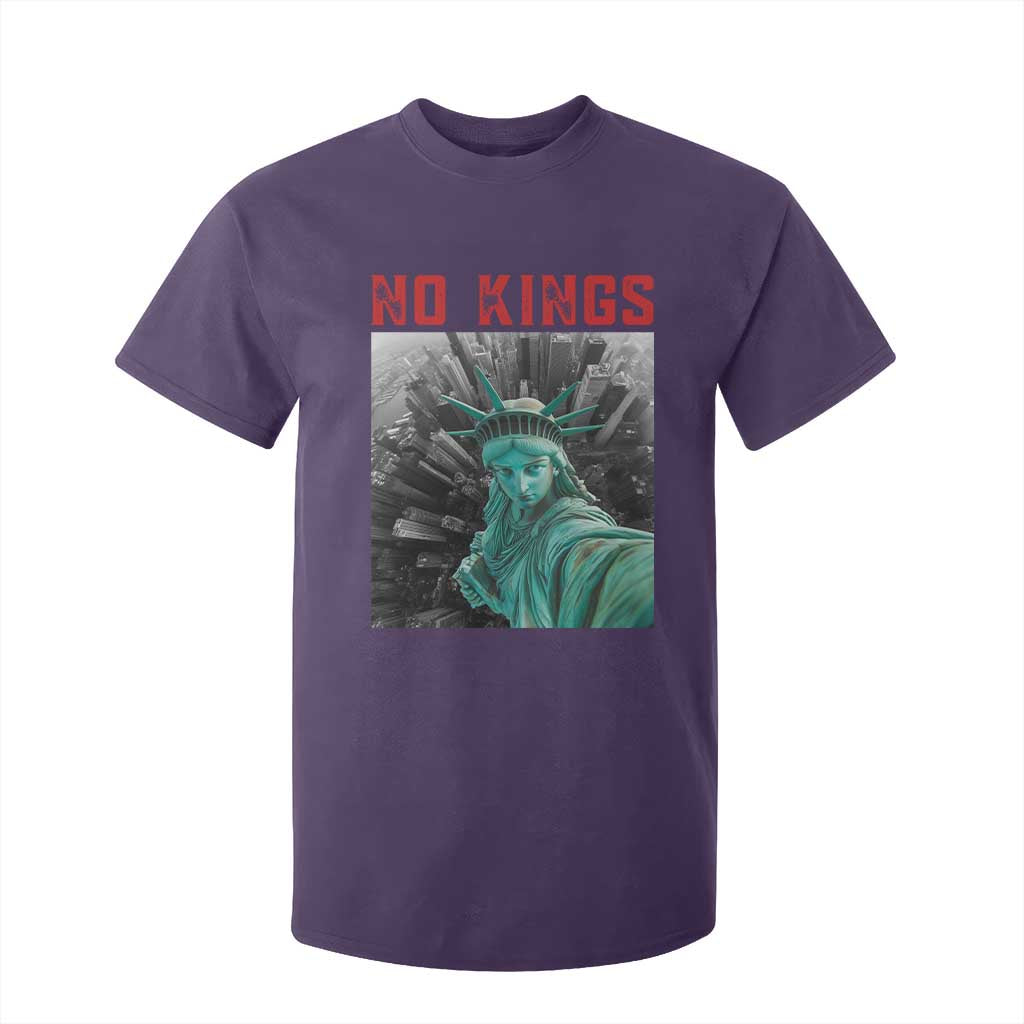 No Kings T Shirt For Kid Statue of Liberty Selfie Freedom TS14 Purple Print Your Wear