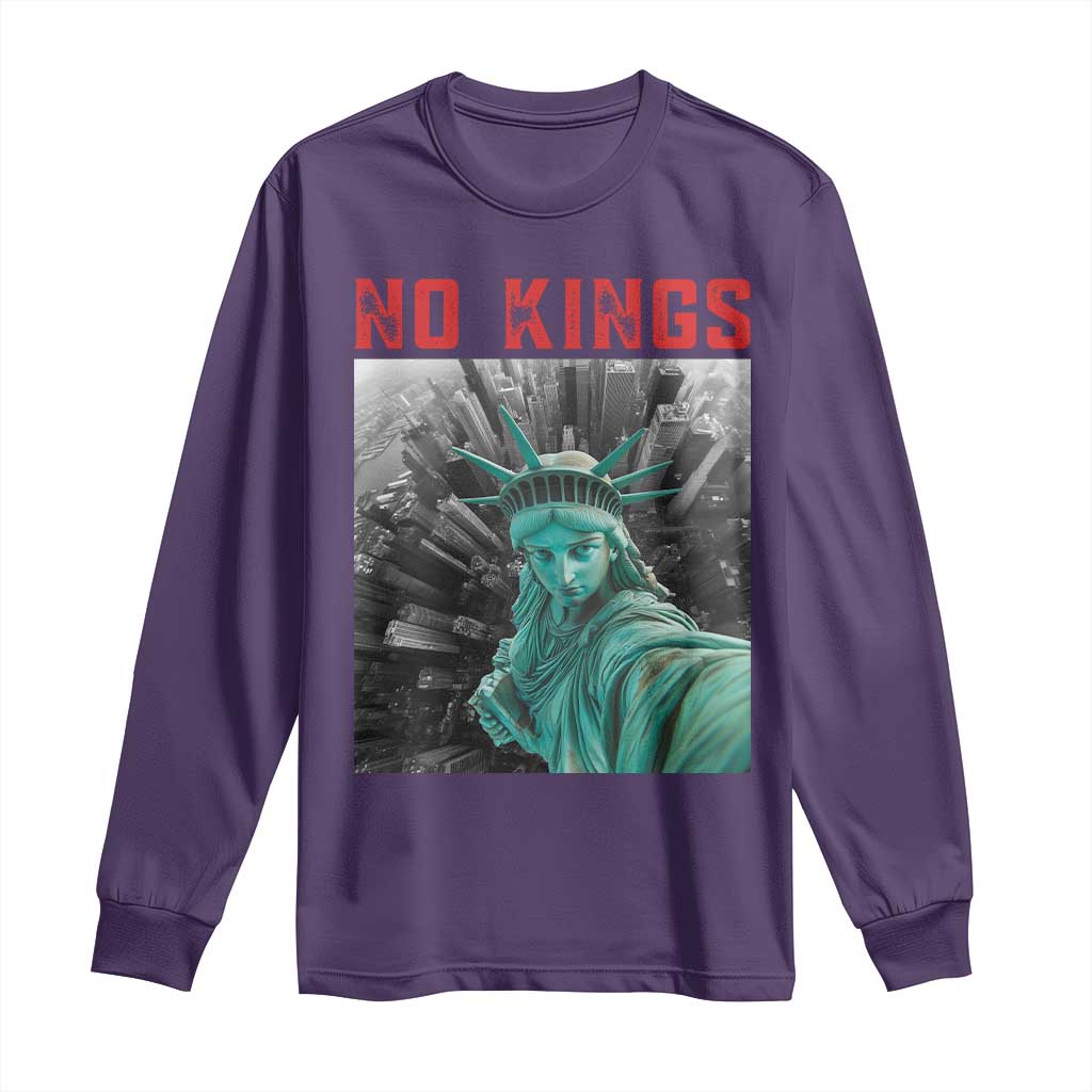 No Kings Long Sleeve Shirt Statue of Liberty Selfie Freedom TS14 Purple Print Your Wear