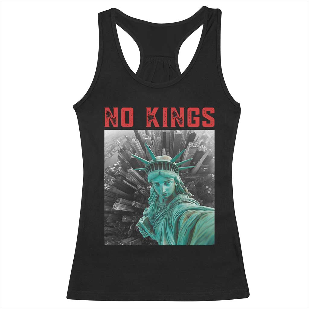 No Kings Racerback Tank Top Statue of Liberty Selfie Freedom - Print Your Wear