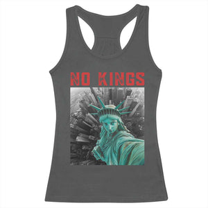 No Kings Racerback Tank Top Statue of Liberty Selfie Freedom TS14 Dark Heather Print Your Wear