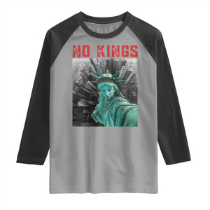 No Kings Raglan Shirt Statue of Liberty Selfie Freedom TS14 Sport Gray Black Print Your Wear