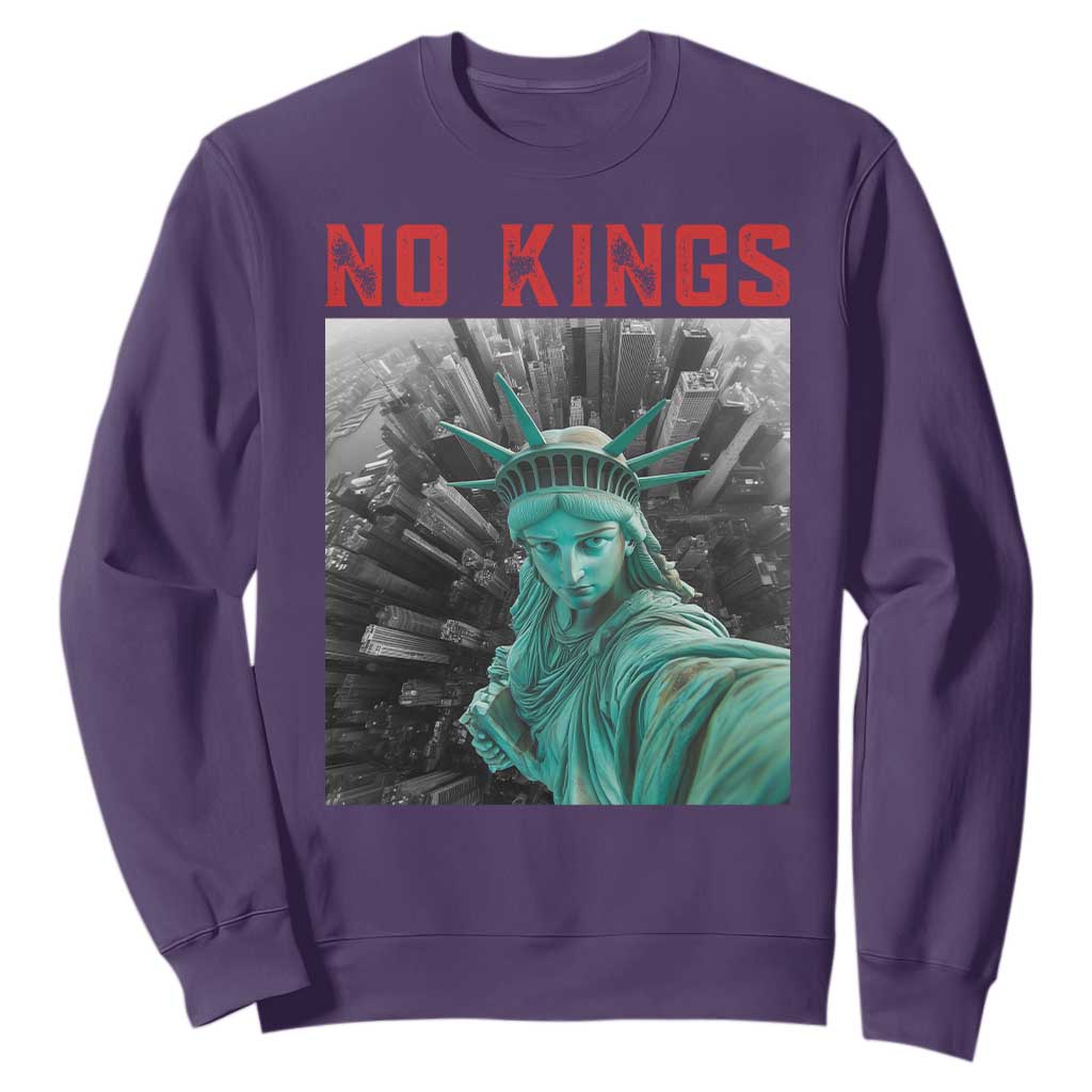 No Kings Sweatshirt Statue of Liberty Selfie Freedom TS14 Purple Print Your Wear