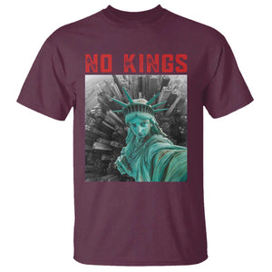 No Kings T Shirt Statue of Liberty Selfie Freedom TS14 Maroon Print Your Wear