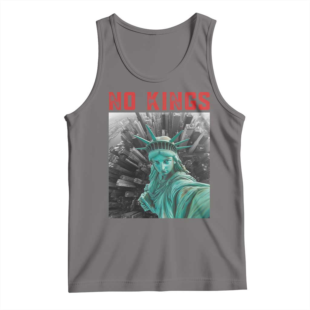 No Kings Tank Top Statue of Liberty Selfie Freedom TS14 Deep Heather Print Your Wear