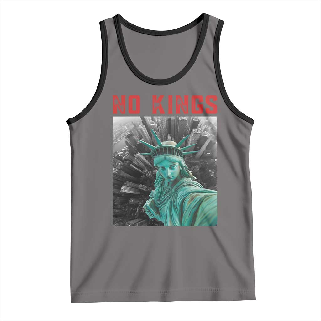 No Kings Tank Top Statue of Liberty Selfie Freedom TS14 Deep Heather Black Print Your Wear