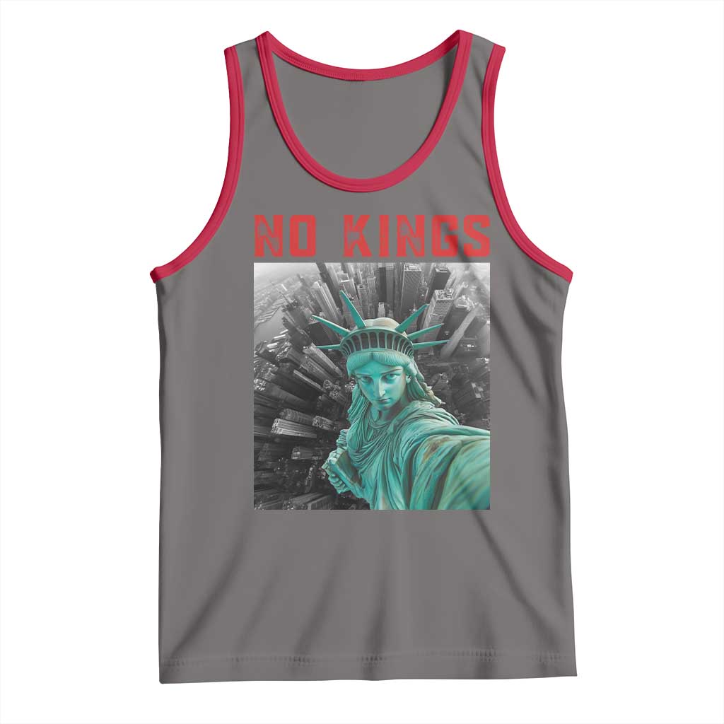 No Kings Tank Top Statue of Liberty Selfie Freedom TS14 Deep Heather Red Print Your Wear