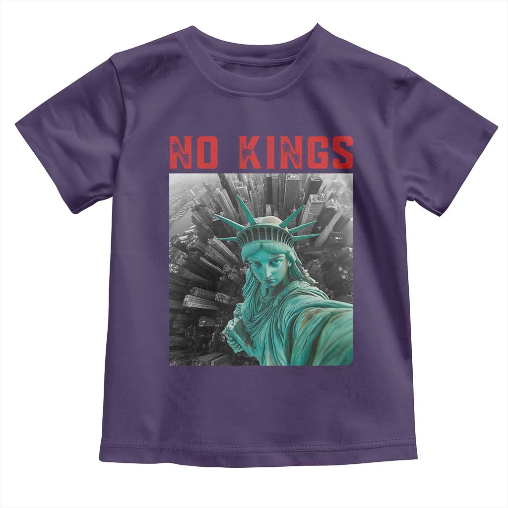 No Kings Toddler T Shirt Statue of Liberty Selfie Freedom TS14 Purple Print Your Wear