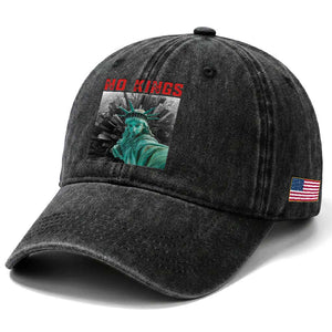 No Kings Washed Cotton Baseball Cap Statue of Liberty Selfie Freedom TS14 Print Your Wear