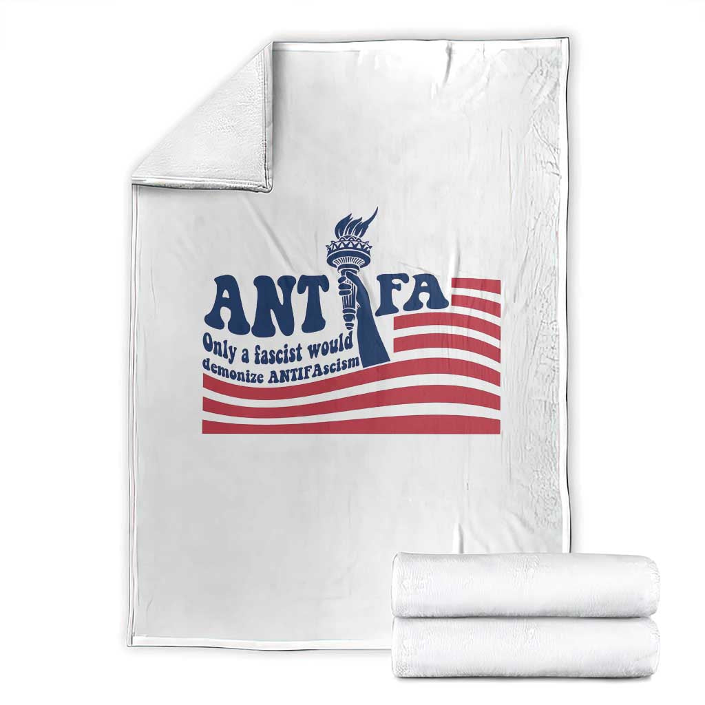Antifa Fascism Patriotic Throw Blanket Antifascist Statue of Liberty TS14 White Print Your Wear