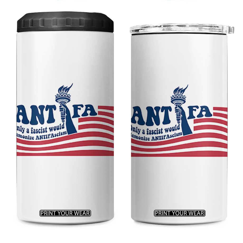 Antifa Fascism Patriotic 4 in 1 Can Cooler Tumbler Antifascist Statue of Liberty TS14 One Size: 16 oz White Print Your Wear