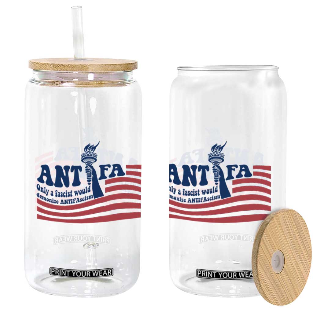 Antifa Fascism Patriotic Glass Can Antifascist Statue of Liberty TS14 Print Your Wear