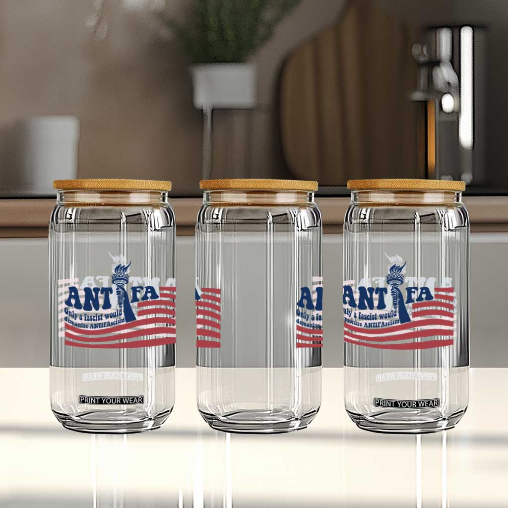 Antifa Fascism Patriotic Glass Can Antifascist Statue of Liberty TS14 Print Your Wear