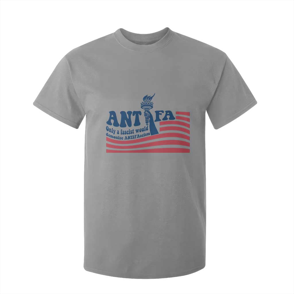 Antifa Fascism Patriotic T Shirt For Kid Antifascist Statue of Liberty TS14 Sport Gray Print Your Wear