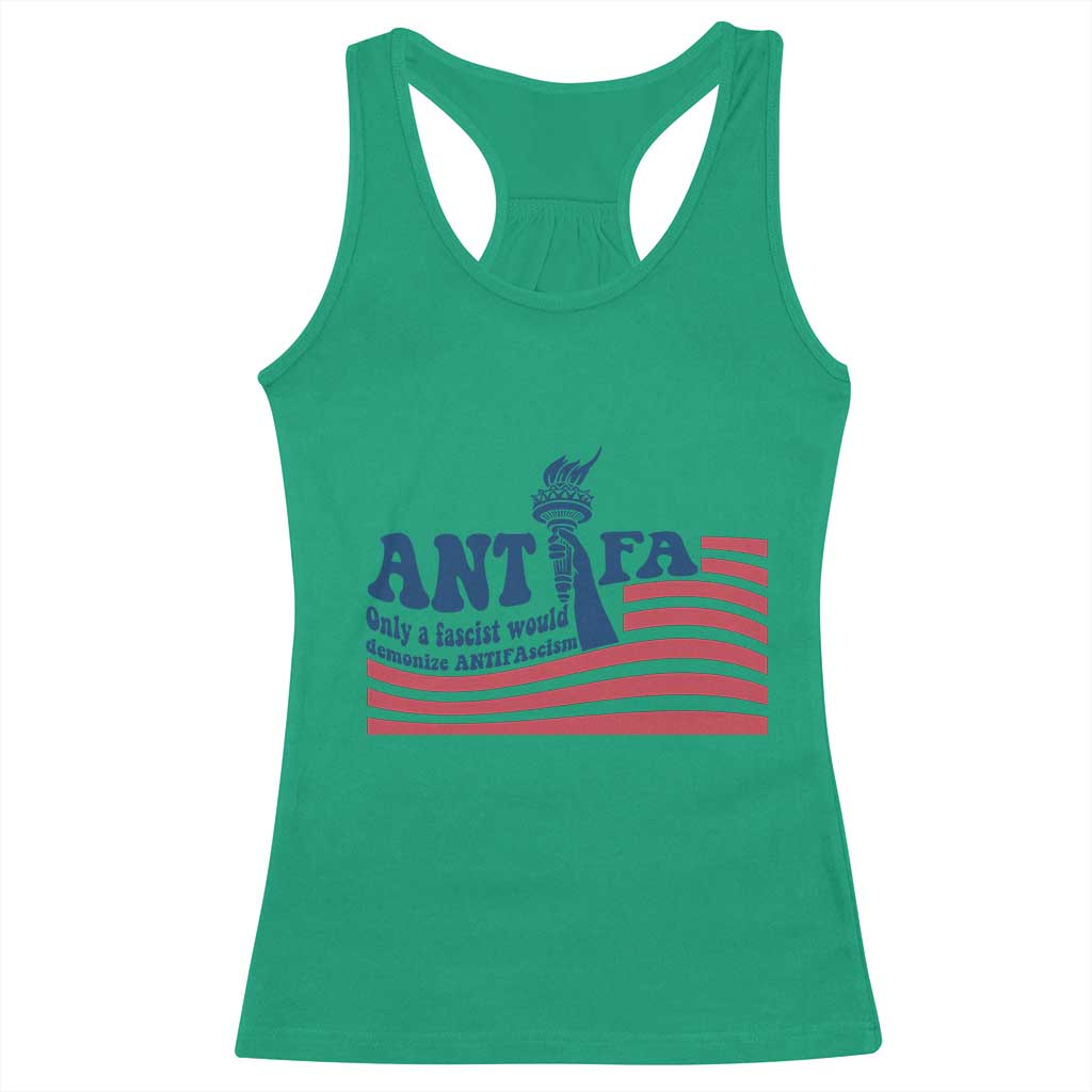 Antifa Fascism Patriotic Racerback Tank Top Antifascist Statue of Liberty TS14 Irish Green Print Your Wear