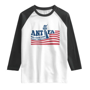 Antifa Fascism Patriotic Raglan Shirt Antifascist Statue of Liberty TS14 White Black Print Your Wear