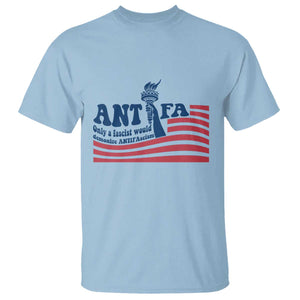 Antifa Fascism Patriotic T Shirt Antifascist Statue of Liberty TS14 Light Blue Print Your Wear
