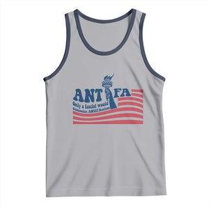 Antifa Fascism Patriotic Tank Top Antifascist Statue of Liberty TS14 Athletic Heather Navy Print Your Wear