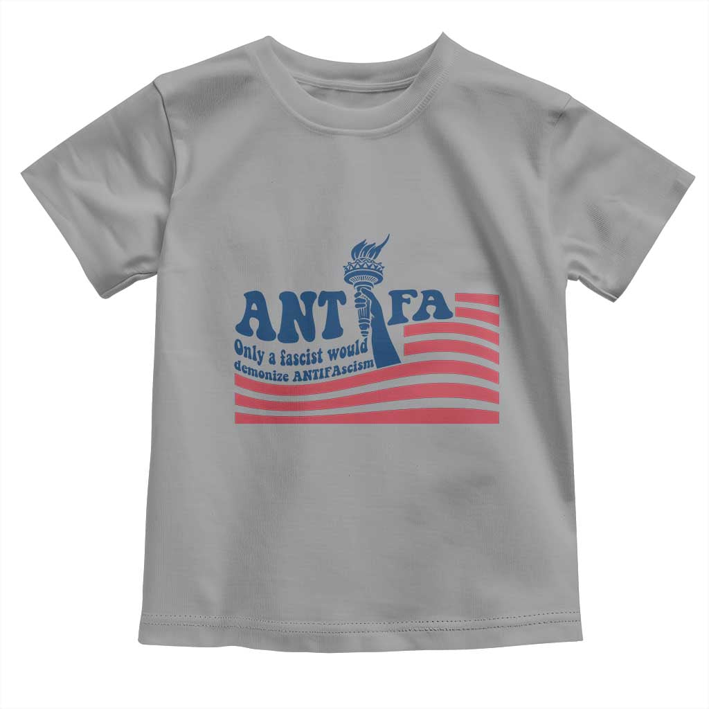 Antifa Fascism Patriotic Toddler T Shirt Antifascist Statue of Liberty TS14 Sport Gray Print Your Wear