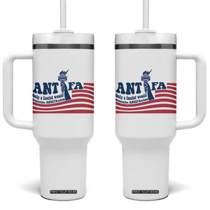 Antifa Fascism Patriotic Tumbler With Handle Antifascist Statue of Liberty TS14 One Size: 40 oz White Print Your Wear