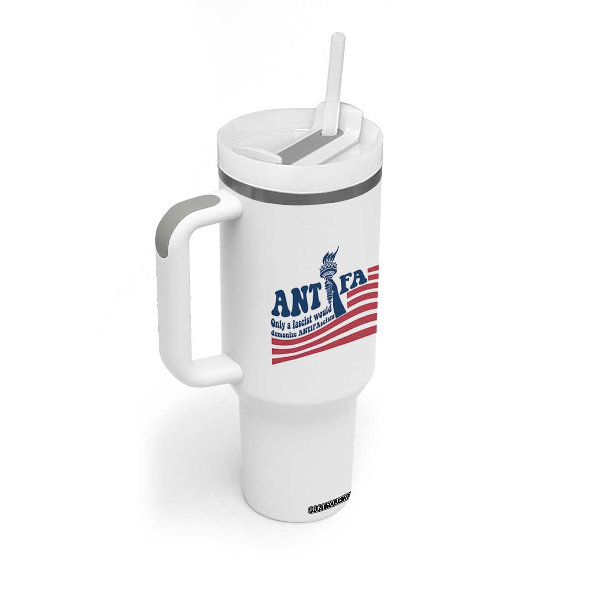 Antifa Fascism Patriotic Tumbler With Handle Antifascist Statue of Liberty TS14 Print Your Wear