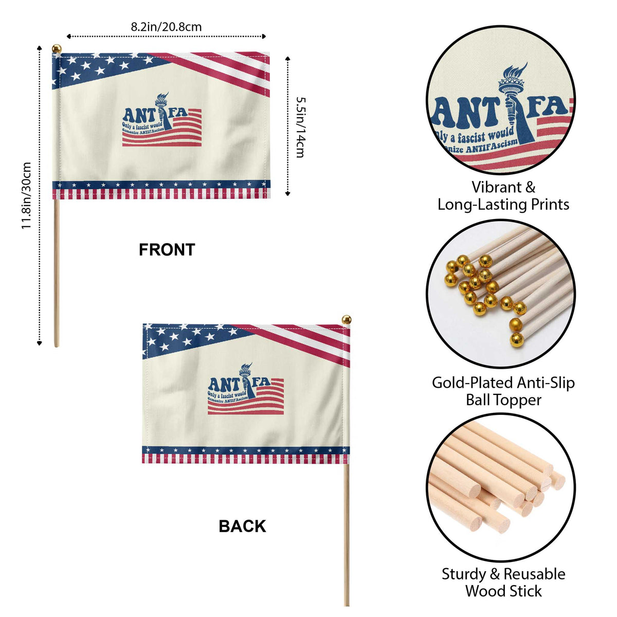 Antifa Fascism Patriotic Handheld Flag Antifascist Statue of Liberty