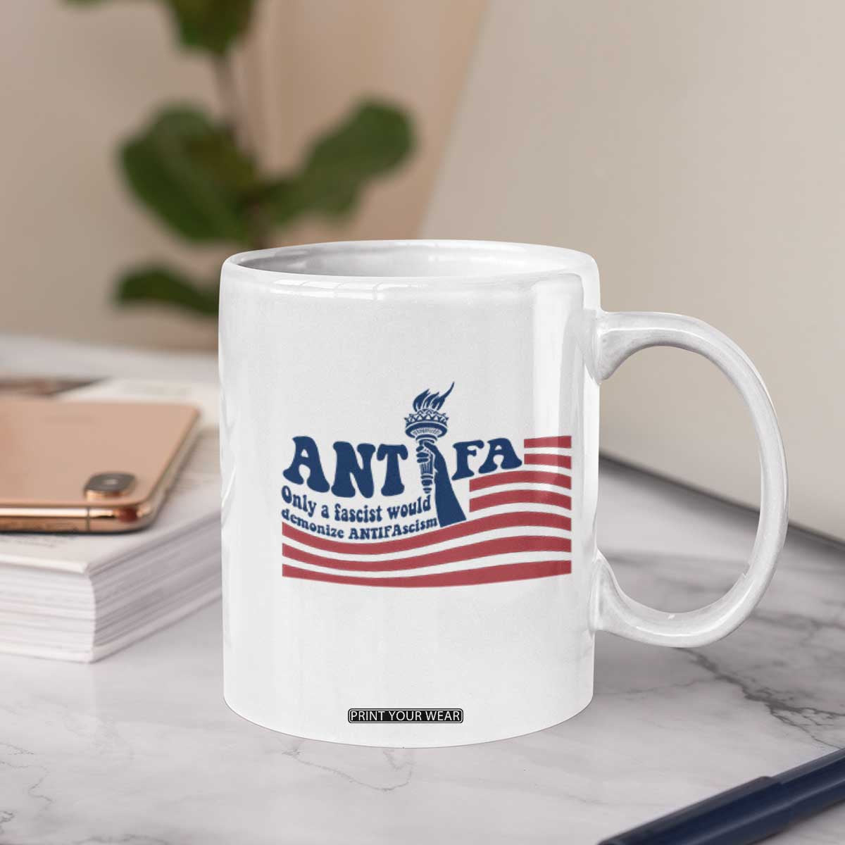 Antifa Fascism Patriotic Coffee Mug Antifascist Statue of Liberty TS14 Print Your Wear