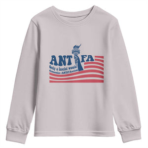 Antifa Fascism Patriotic Youth Sweatshirt Antifascist Statue of Liberty TS14 Ice Gray Print Your Wear