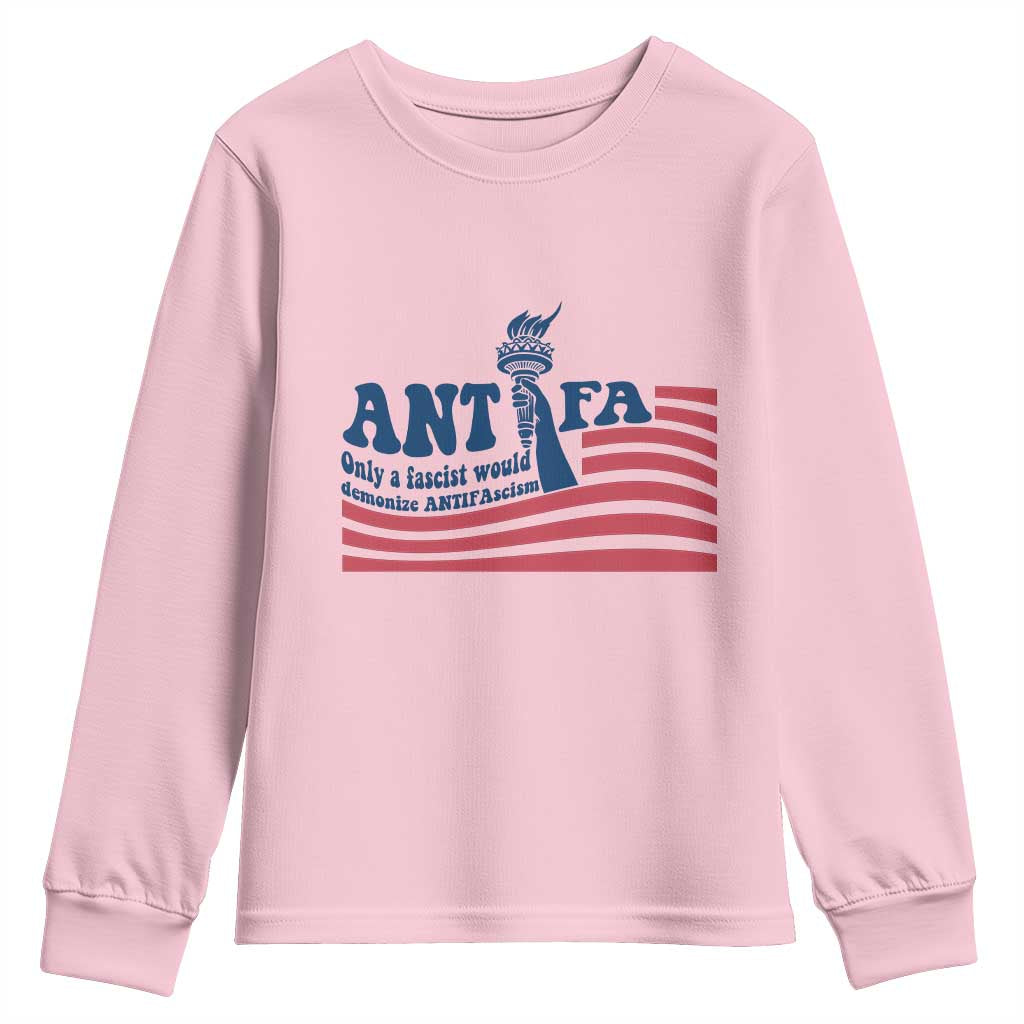 Antifa Fascism Patriotic Youth Sweatshirt Antifascist Statue of Liberty TS14 Light Pink Print Your Wear