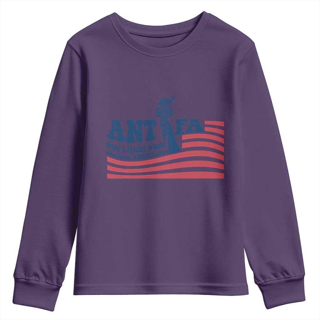 Antifa Fascism Patriotic Youth Sweatshirt Antifascist Statue of Liberty TS14 Purple Print Your Wear