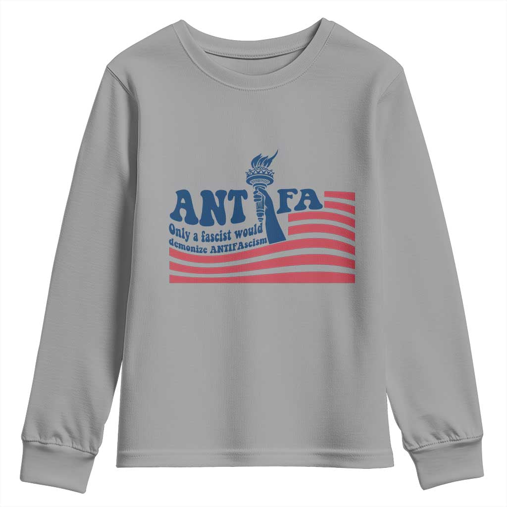 Antifa Fascism Patriotic Youth Sweatshirt Antifascist Statue of Liberty TS14 Sport Gray Print Your Wear