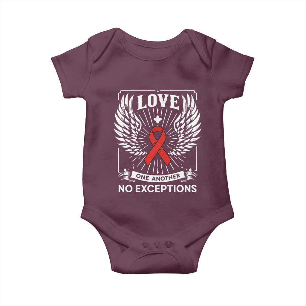 Red Ribbon Christian Baby Onesie Cross Minimal Faith HIV Awareness Religious TS14 Maroon Print Your Wear