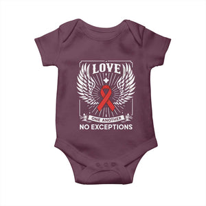 Red Ribbon Christian Baby Onesie Cross Minimal Faith HIV Awareness Religious TS14 Maroon Print Your Wear