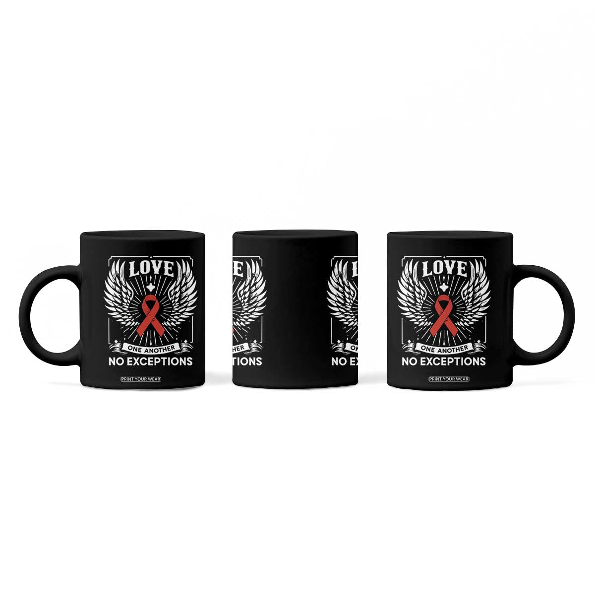 Red Ribbon Christian Coffee Mug Cross Minimal Faith HIV Awareness Religious TS14 Print Your Wear