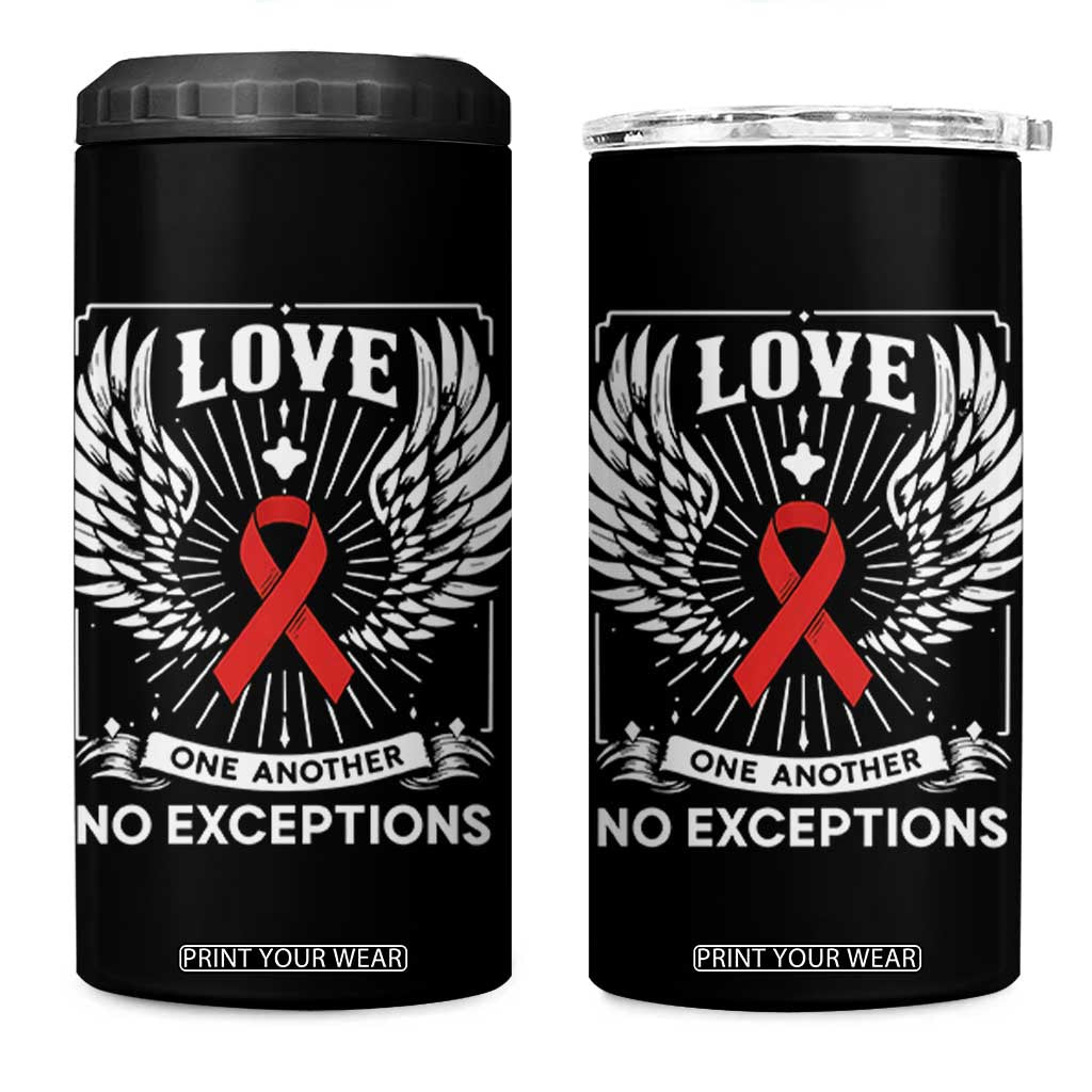 Red Ribbon Christian 4 in 1 Can Cooler Tumbler Cross Minimal Faith HIV Awareness Religious TS14 One Size: 16 oz Black Print Your Wear