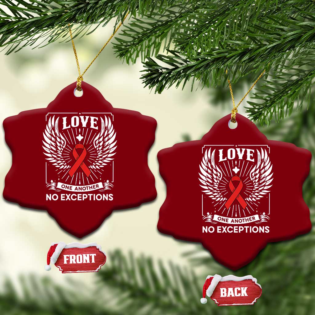 Red Ribbon Christian Ceramic Ornament Cross Minimal Faith HIV Awareness Religious TS14 Print Your Wear