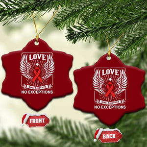 Red Ribbon Christian Ceramic Ornament Cross Minimal Faith HIV Awareness Religious TS14 Print Your Wear