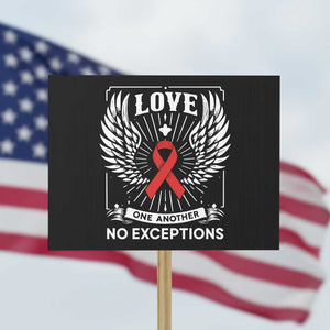 Red Ribbon Christian Protest Sign Cross Minimal Faith HIV Awareness Religious TS14 Horizontal 18" × 24" Black Print Your Wear