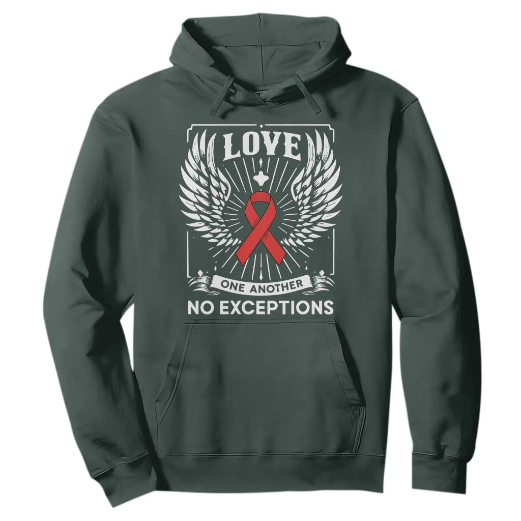 Red Ribbon Christian Hoodie Cross Minimal Faith HIV Awareness Religious TS14 Dark Forest Green Print Your Wear