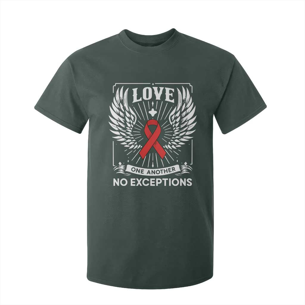 Red Ribbon Christian T Shirt For Kid Cross Minimal Faith HIV Awareness Religious TS14 Dark Forest Green Print Your Wear