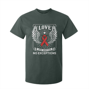 Red Ribbon Christian T Shirt For Kid Cross Minimal Faith HIV Awareness Religious TS14 Dark Forest Green Print Your Wear