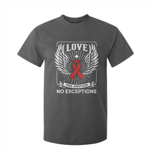 Red Ribbon Christian T Shirt For Kid Cross Minimal Faith HIV Awareness Religious TS14 Dark Heather Print Your Wear
